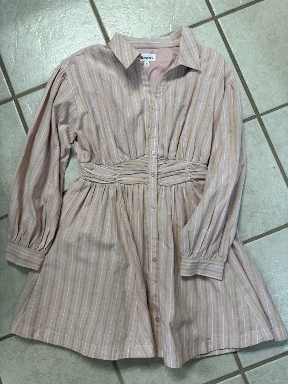 Women’s Pink Striped Button-Front Dress